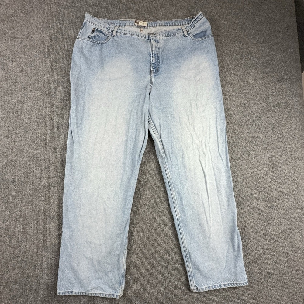 VTG Faded Glory Relaxed Straight Jeans Womens 20W High Rise Light Blue 43x31